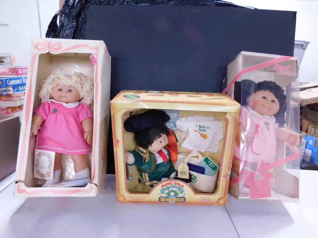 3 Dolls incl 1 Coleco Cabbage Patch Kids World Traveler in Original Box, etc (1 of 10)