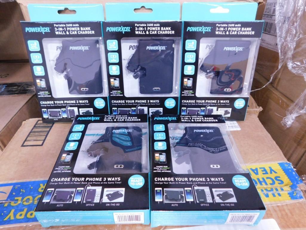 5 PowerXcel 3 in 1 Bank Wall & Car Chargers New in Package (1 of 3)
