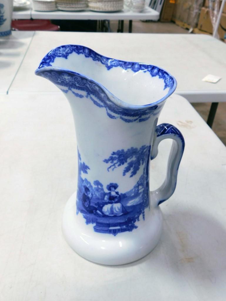 Royal Doulton Burslem Watteau Flow Blue Pitcher (1 of 8)