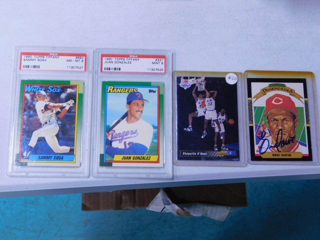 Sport Card Lot - 1990 Topps Tiffany PSA 9 Juan Gonzalez, Sammy Sosa, Also Shaq Upper Deck and Eric (1 of 5)