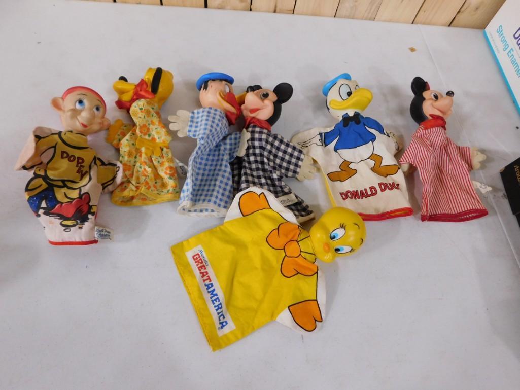 Lot of Vintage Hand Puppets including Donald Duck, Mickey Mouse, Dopey, Tweety, Pluto, etc. (1 of 5)