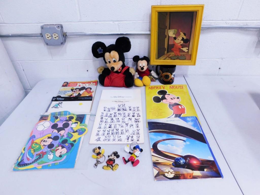 Lot of Mickey Mouse Items incl Vintage Picture, Plush, Zipper Pulls or Key Chains, etc (1 of 6)