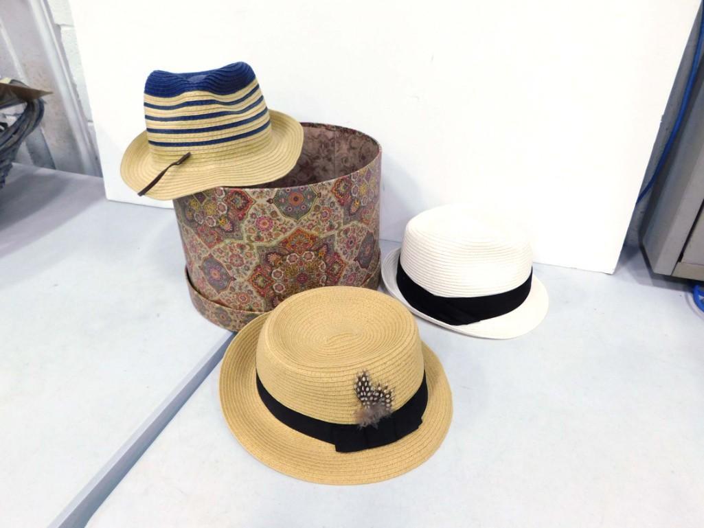 3 Hats and a Hat Box incl Calvin Klein, Angela & William, etc (1 of 3)