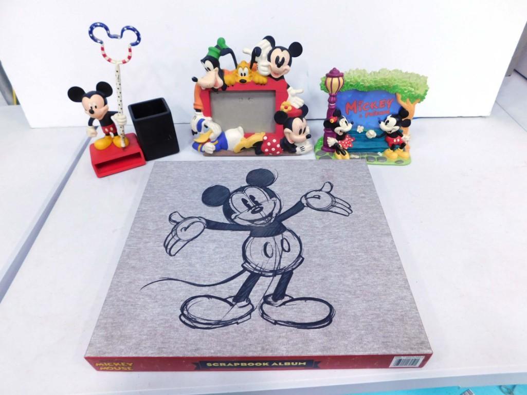 Disney Mickey Mouse Collectibles Lot incl Scrapbook Album, Desk Container, Picture Frame (1 of 5)