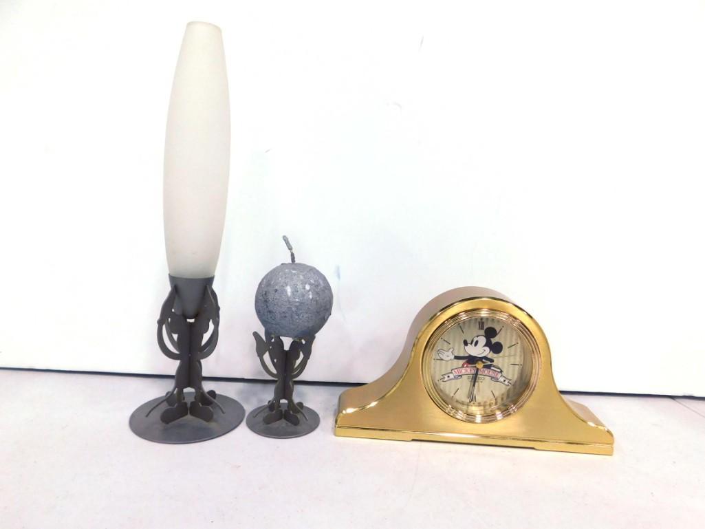 Disney Mickey Mouse Clock, Candle Holder, and Home Decor Item (1 of 4)