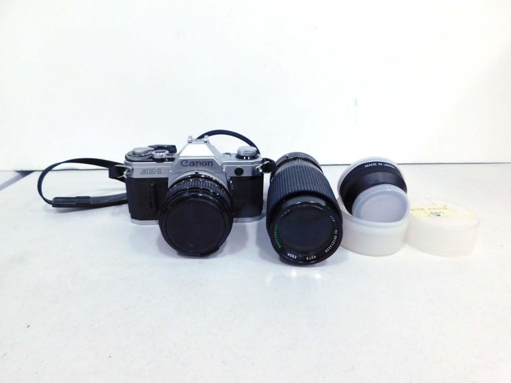 Camera Lot including Canon AE-1 SLR and a Zoom Lens (1 of 8)