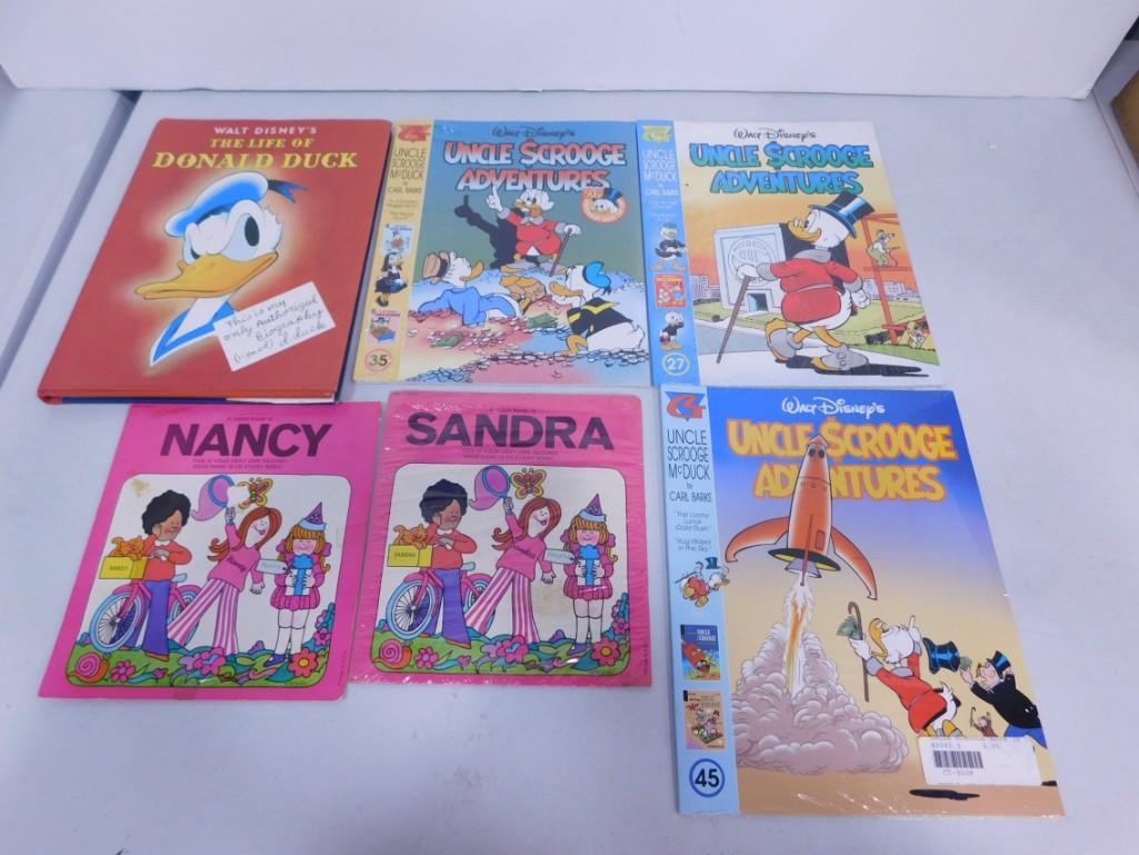 Vintage Walt Disney Books including Life of Donald Duck, Uncle Scrooge (1 of 6)