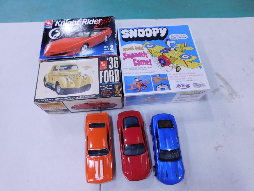 Snoopy Airplane Model Kit, Knight Rider 2000 Model Kit, amt '36 Ford Model Kit (1 of 5)