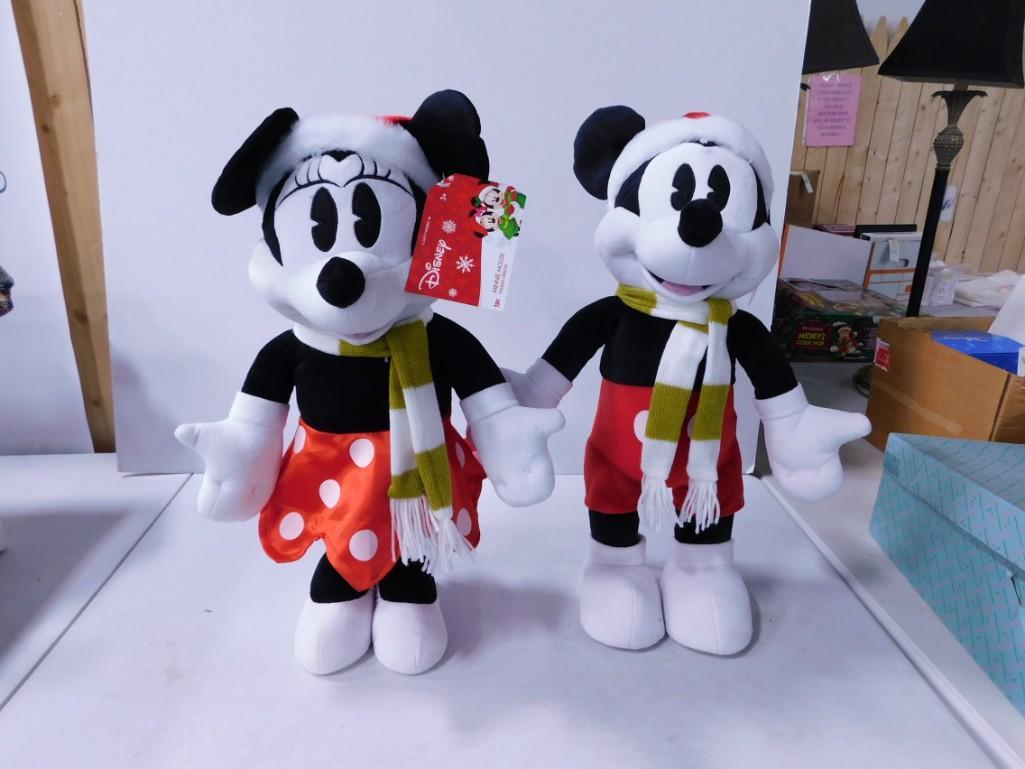 Walt Disney Mickey and Minnie Mouse Plush Toys - with Christmas Hats (1 of 3)
