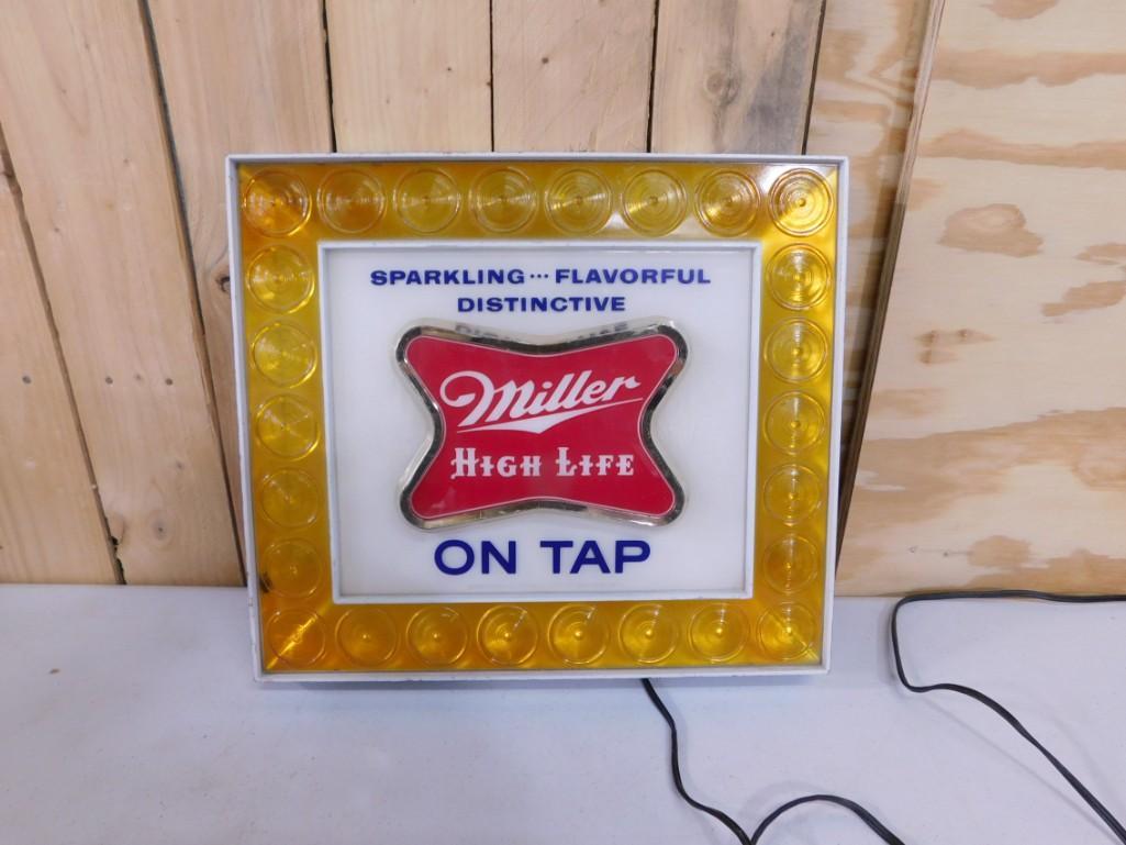 70年代 美品ビンテージMiller High Lifeブラケットライト サイン Vintage Miller High Life BEER SIGN lighted RARE | eBay