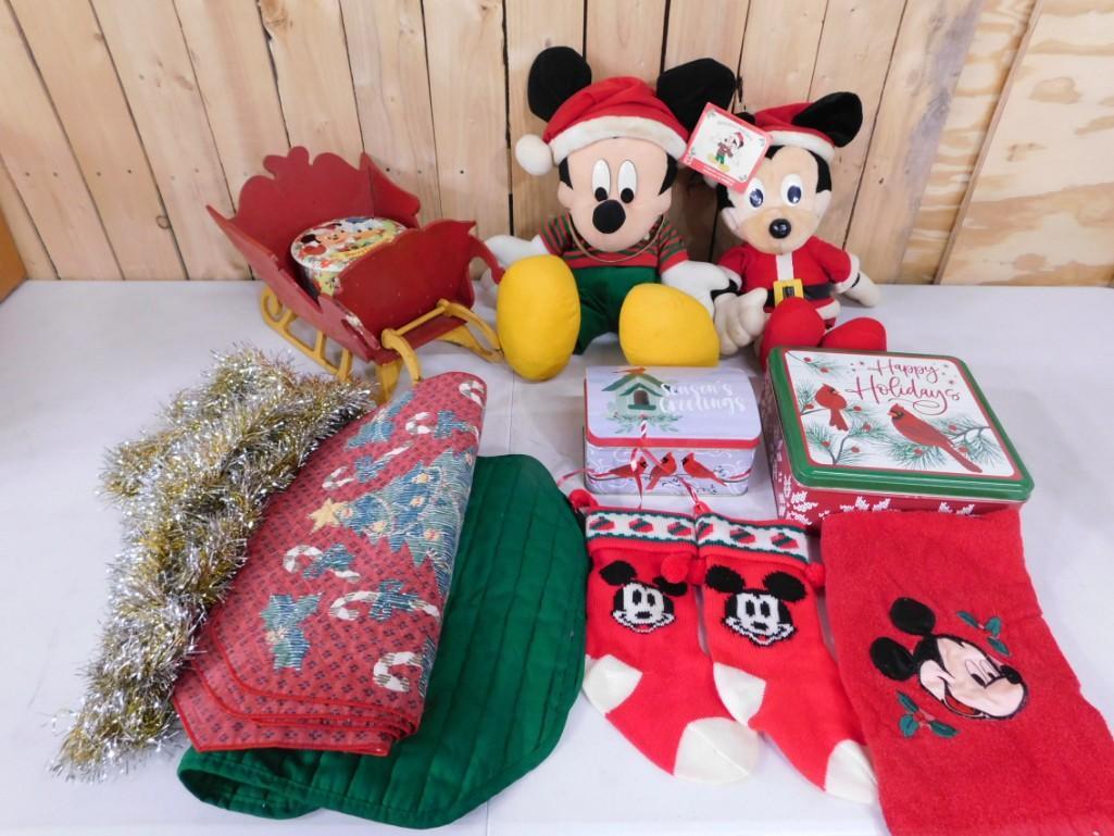 Walt Disney Christmas Lot including Mickey Mouse Stockings, Plush, Decor, etc. (1 of 4)