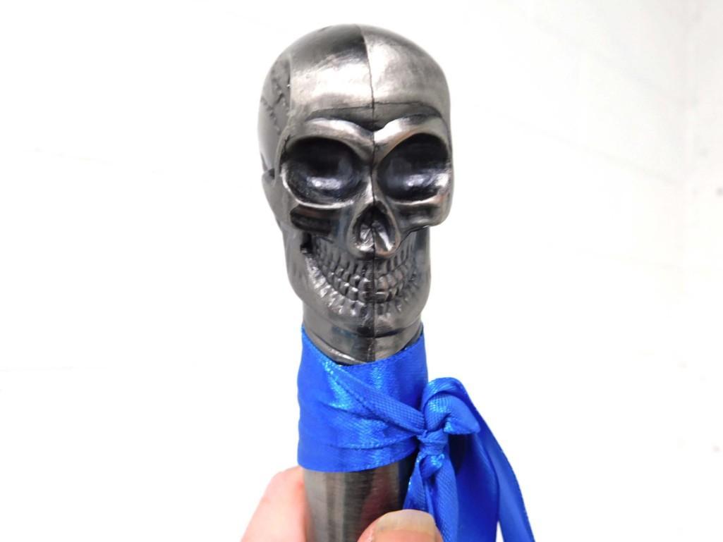 Cane with Metal Gothic Human Skull Handle Walking Stick (1 of 4)