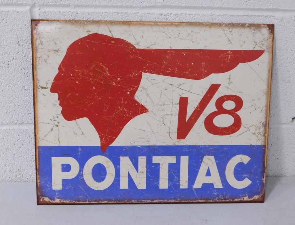 Pontiac V8 Metal Sign Modern Retro (1 of 3)