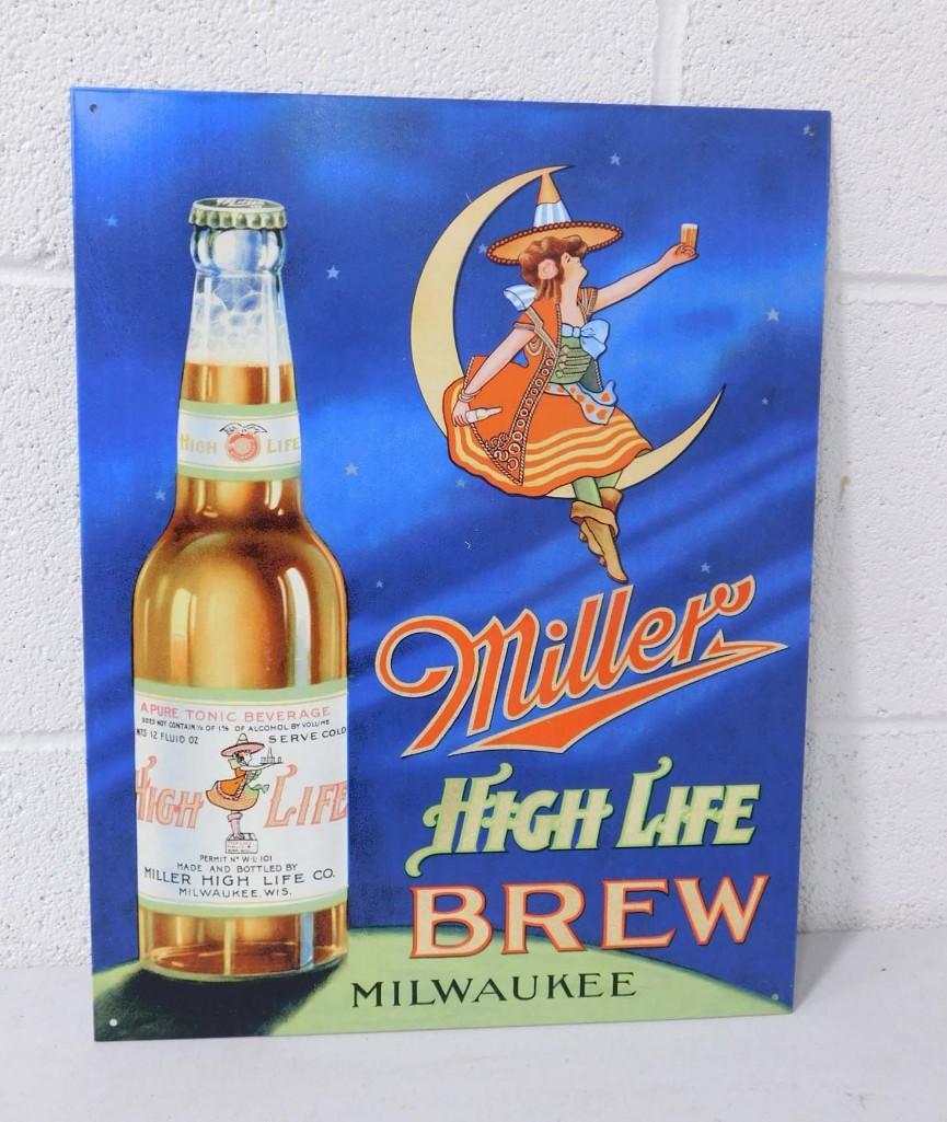 Miller High Life Beer Metal Advertising Sign Modern Retro (1 of 3)