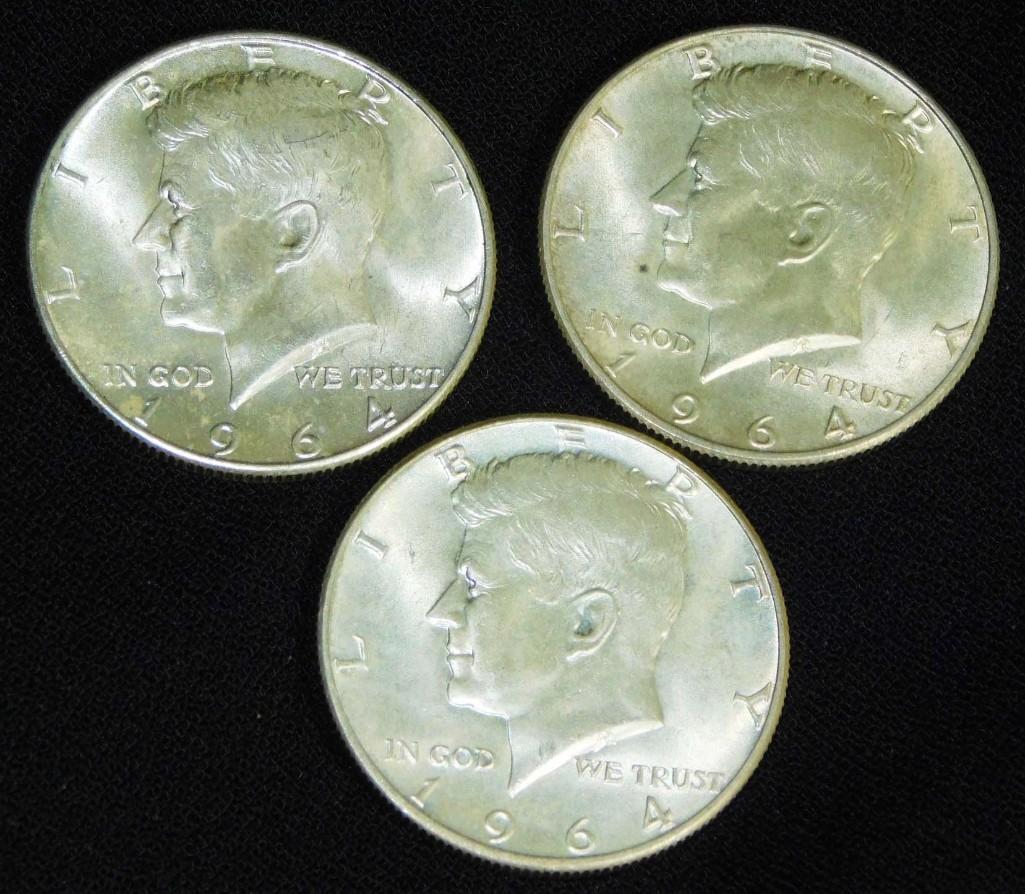 3 Nice 1964 Kennedy Half Dollars (1 of 2)