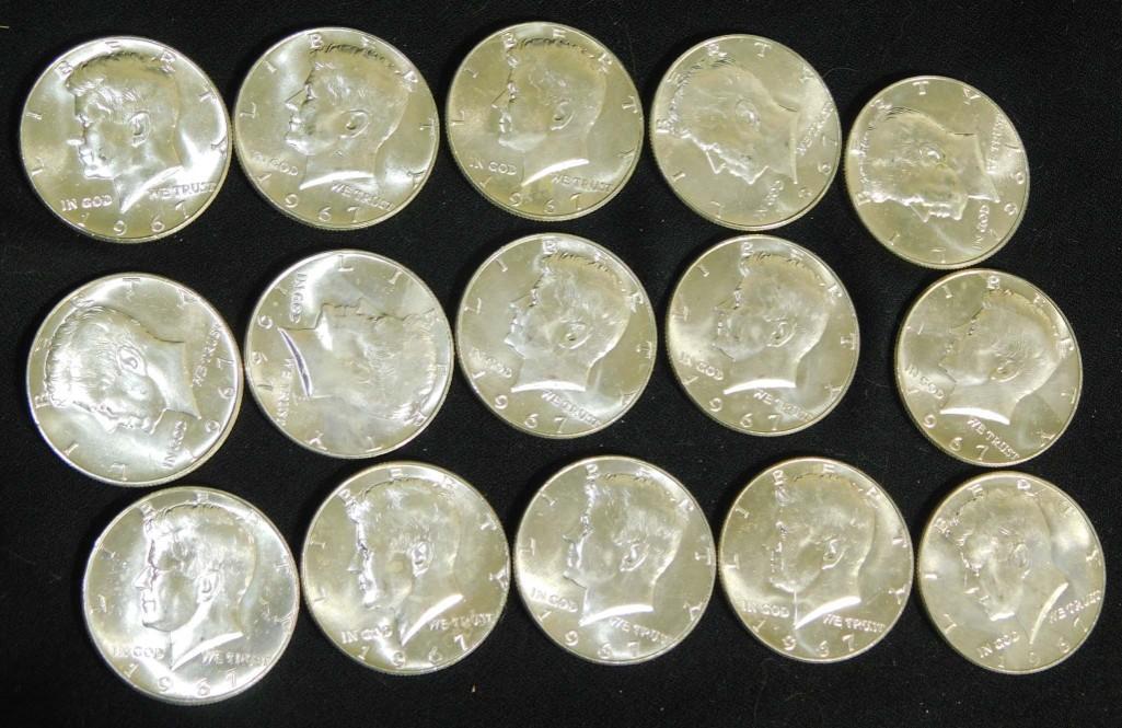 15 Nice 1967 Kennedy Half Dollars (1 of 2)