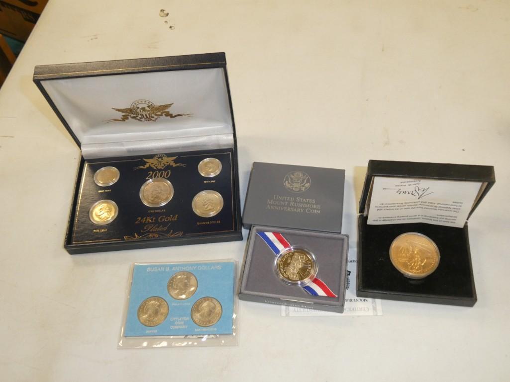 Misc. Coin Lot - Unc. Bicentennial 2000 gold plated, 1st year Susan B. Anthony P-S-D, (1 of 5)