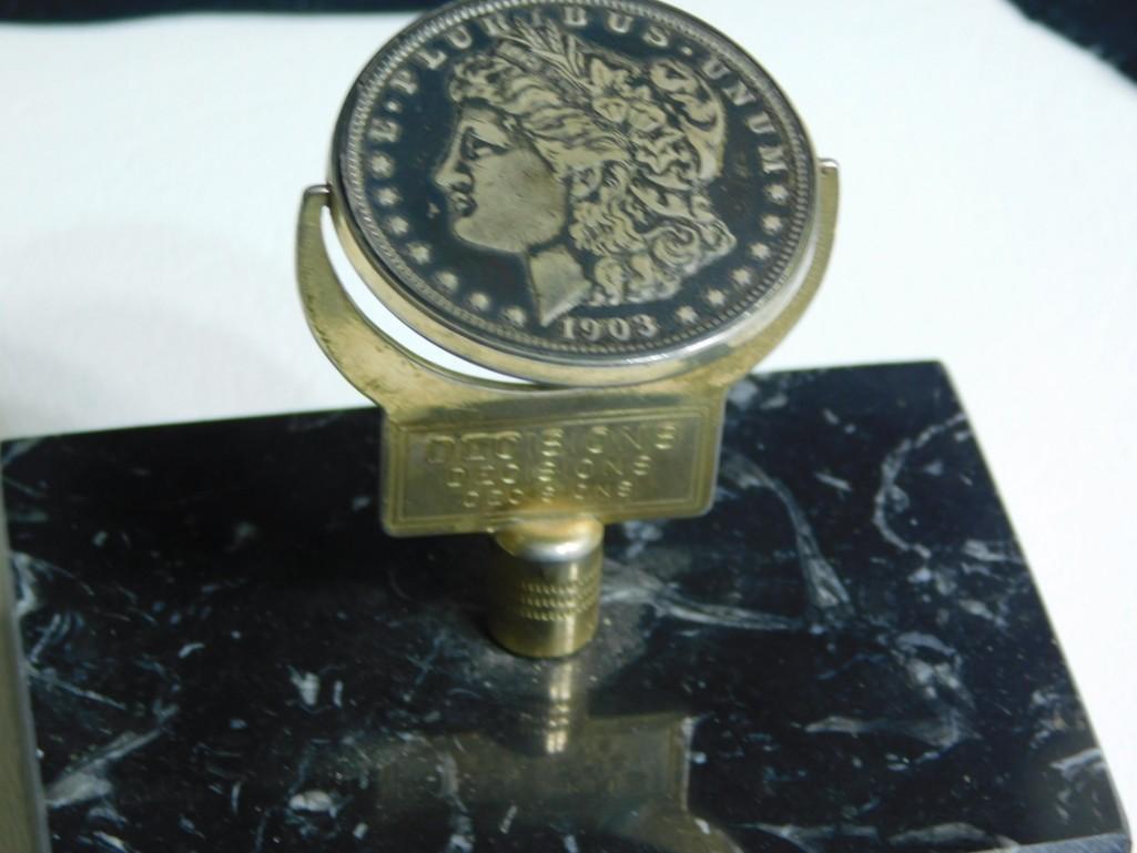 1903-P Morgan Dollar Coin Flip Trophy Decisions, Decisions, Decisions: 1903-P Morgan Dollar Coin Flip Trophy Decisions, Decisions, Decisions . Coin is 90% silver