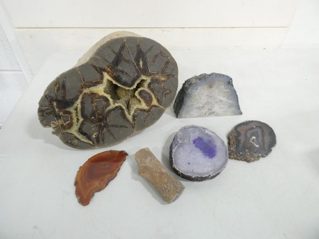 Lot of Geodes, Petrified Wood, Polished Stones (1 of 6)