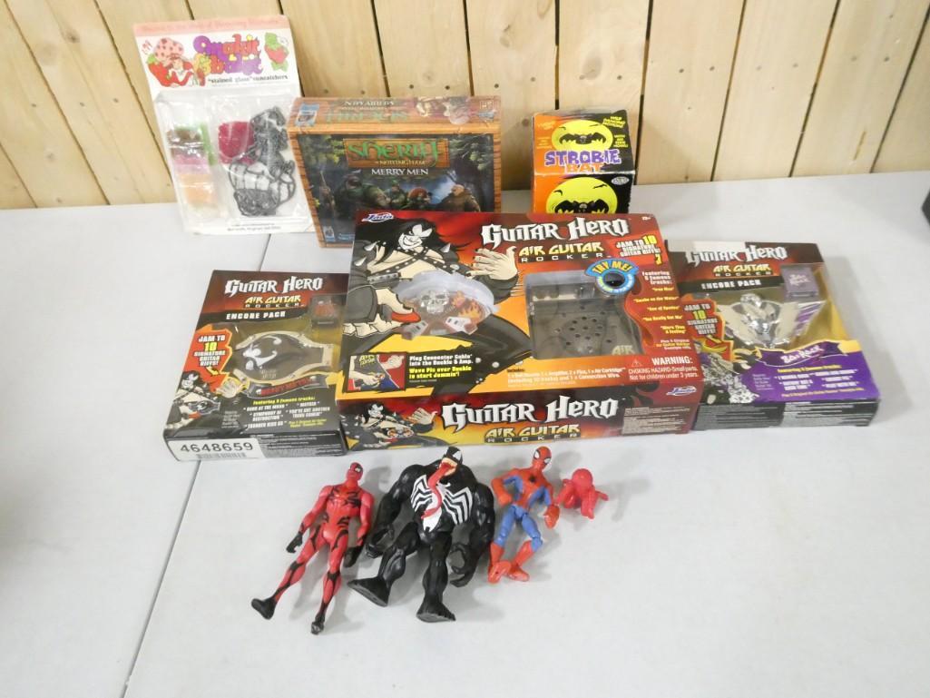 Guitar Hero Packs NIB, Spiderman Action Figures, Strobie Bat, Strawberry Shortcake Stained Glass Kit (1 of 6)