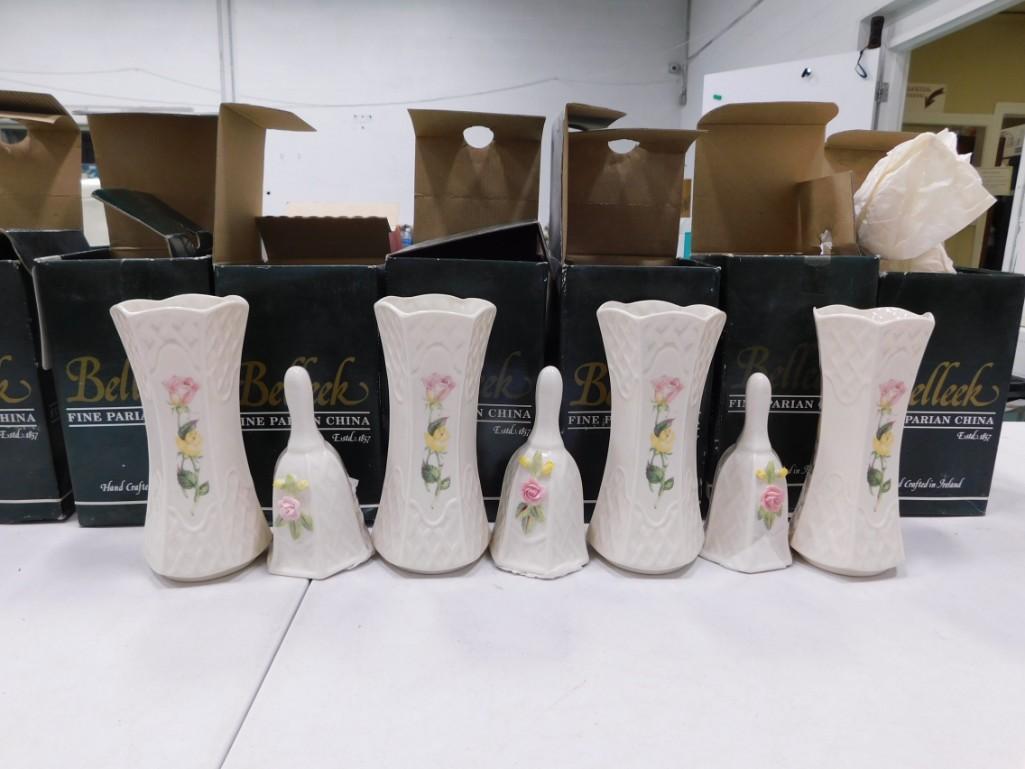 4 Belleek Vases and 3 Bells All in Original Boxes (1 of 4)