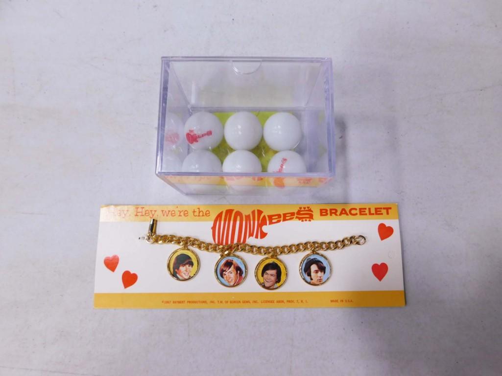 1967 Monkees Bracelet and Vtg Monkees Promotional Marbles Large Size (1 of 2)