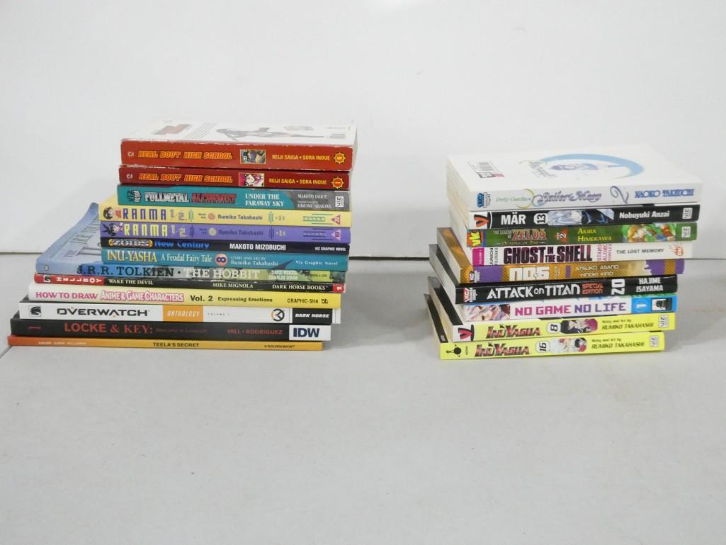 Lot of Assorted Books including Anime, Tolkien, etc.  Ranma 1/2, Locke & Key (1 of 3)