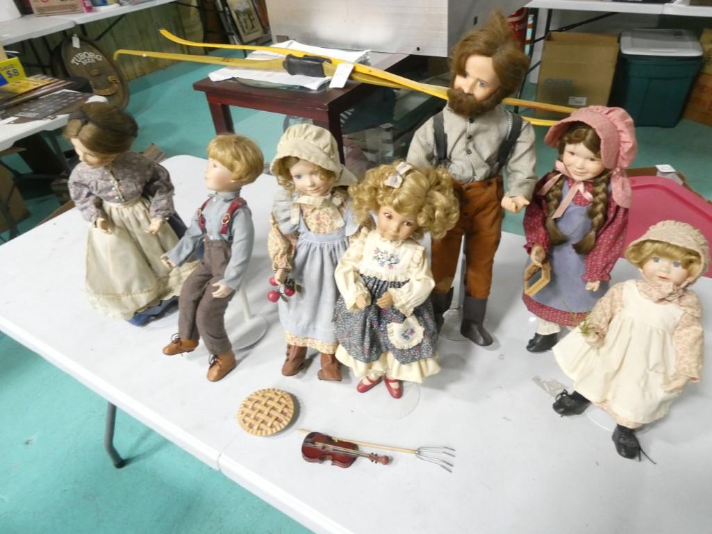 Lot of 7 Porcelain Dolls with stands (1 of 12)
