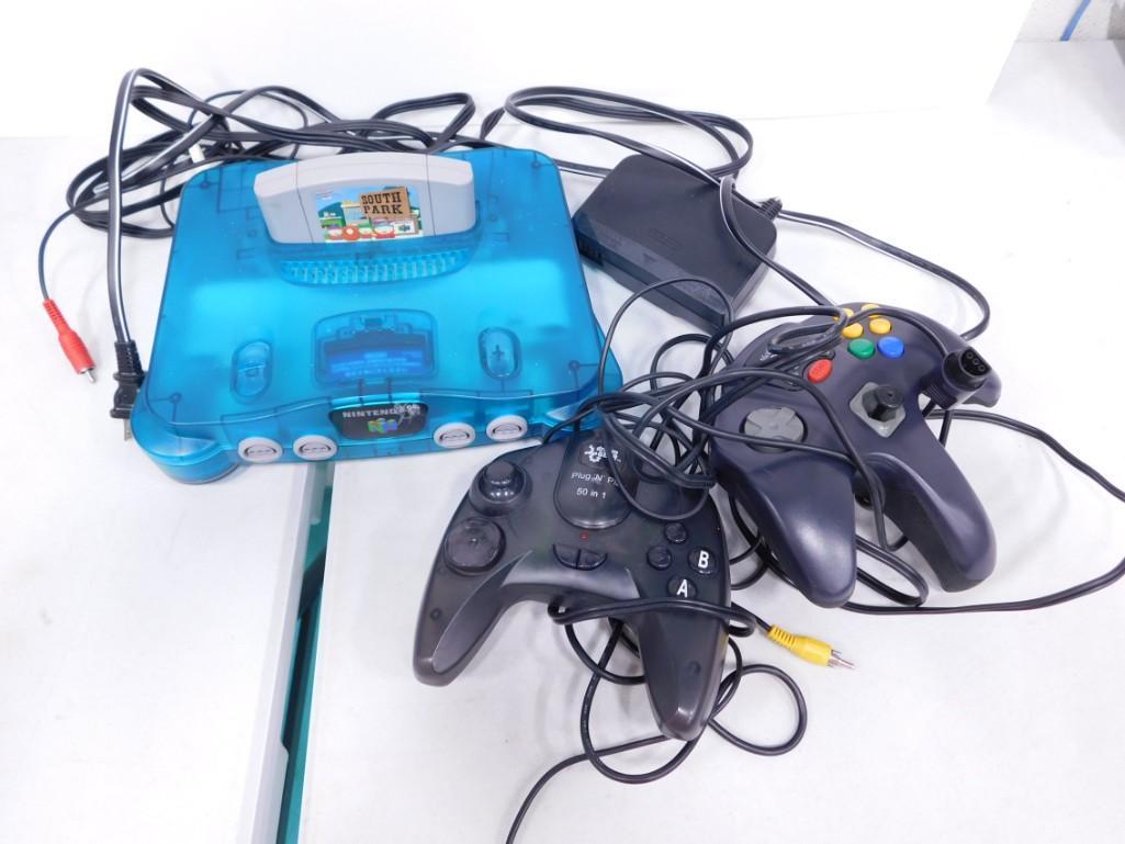 Nintendo 64 Funtastic Series Ice Blue Console, Game, Controllers Lot (1 of 5)