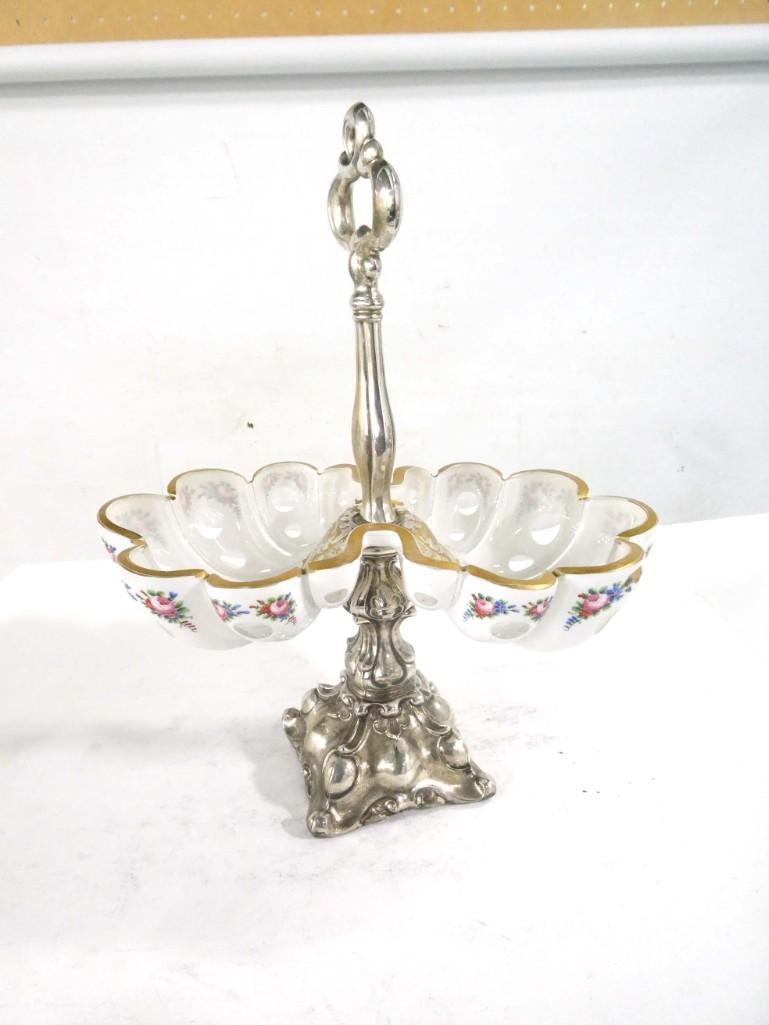 Bohemian/Czech Cut-to-Clear Glass and Silver Pedestal Dish (1 of 5)