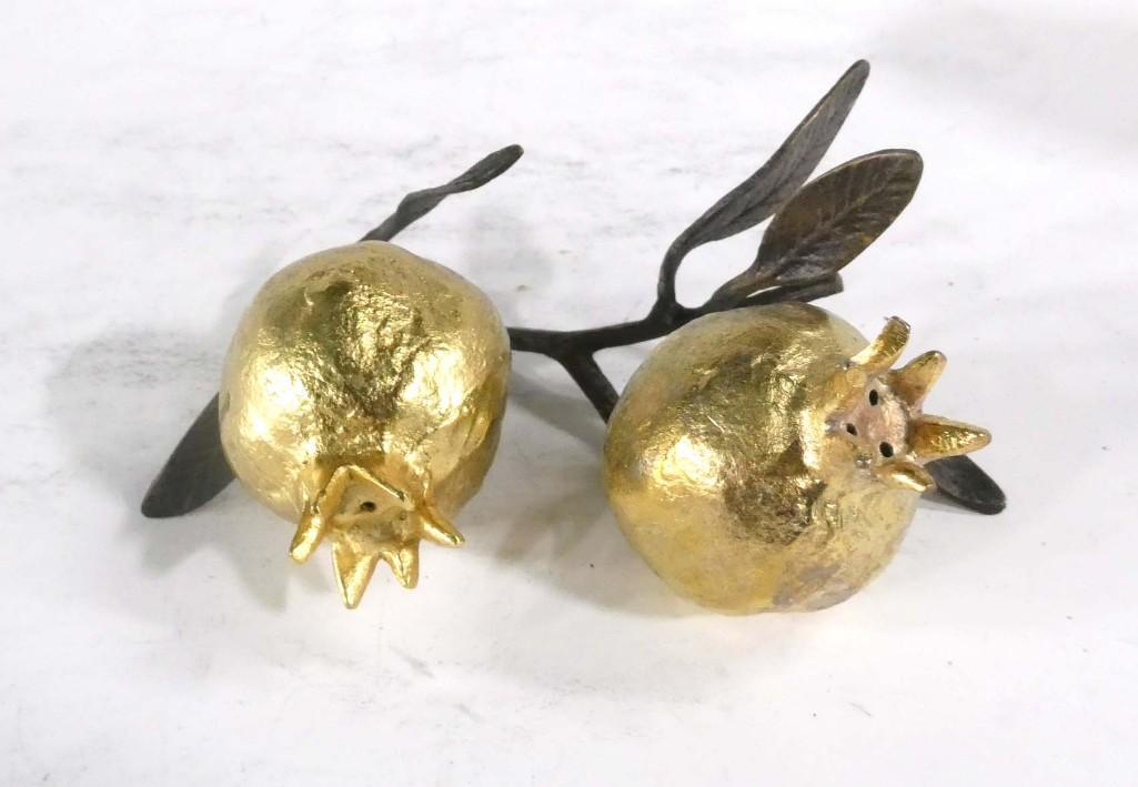Pr of Michael Aram Gold Plated Metal Pomegranate Salt and Pepper Shakers (1 of 4)