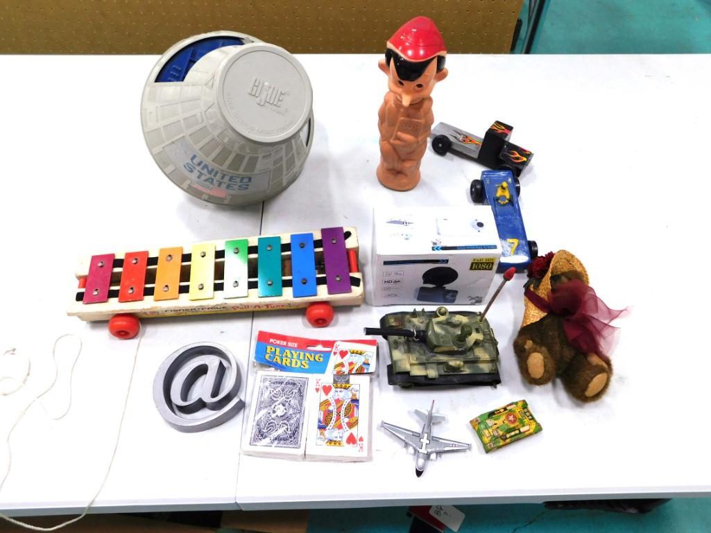 Toy Lot including GI Joe Mercury Capsule, Pinocchio Soaky Bottle, Xylophone, (1 of 6)