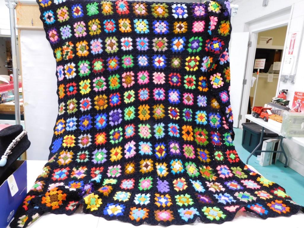 Hand Made Crocheted Afghan or Throw Blanket 61"x80" (1 of 2)