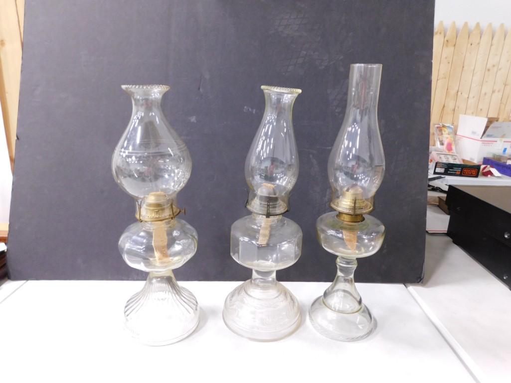 3 Vintage Oil Lamps with Shades: 3 Vintage Oil Lamps or Kerosene Lamps with Shades