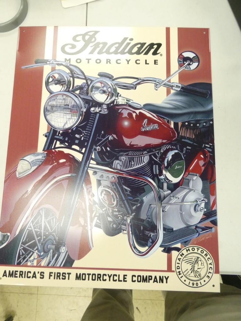 Indian Motorcycle  Metal Advertising Sign Modern Retro 16" x 12 1/2" (1 of 2)