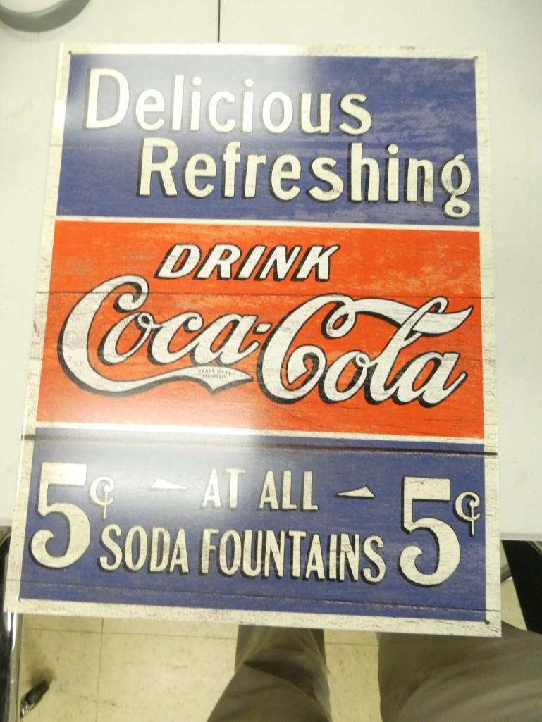 Coca Cola Metal Advertising Sign Modern Retro 16" x 12 1/2" (1 of 2)