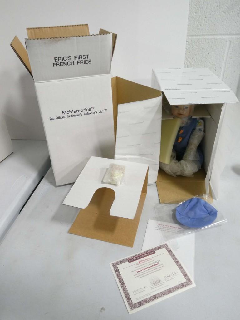 McMemories McDonald's Eric's First French Fries Doll with COA number 1363FB: McMemories McDonald's Eric's First French Fries Doll with COA number 1363FB and original box