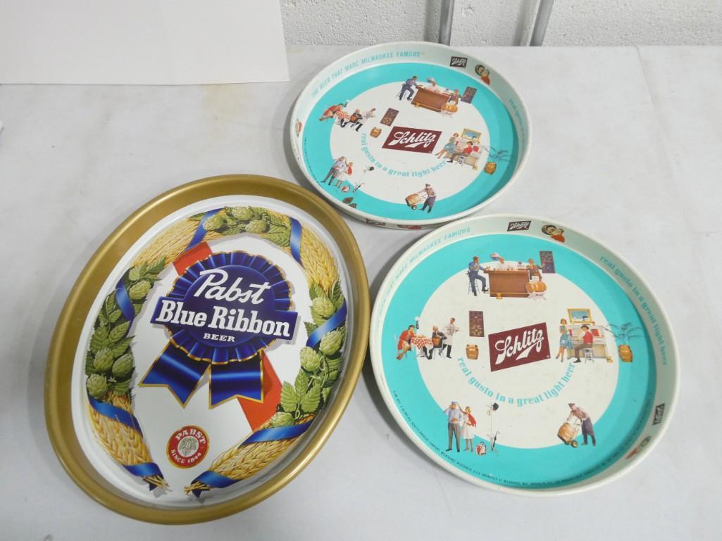 3 Vintage Beer Trays incl 2 Schlitz and 1 Pabst Blue Ribbon (1 of 9)