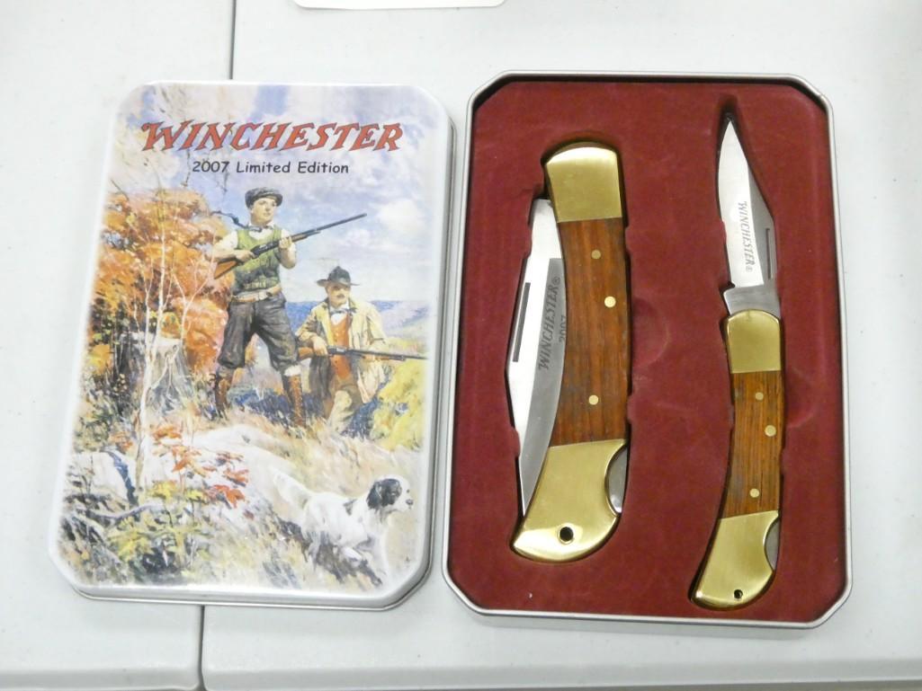 2 Winchester Pocket Knives in a 2007 Limited Edition Tin (1 of 3)