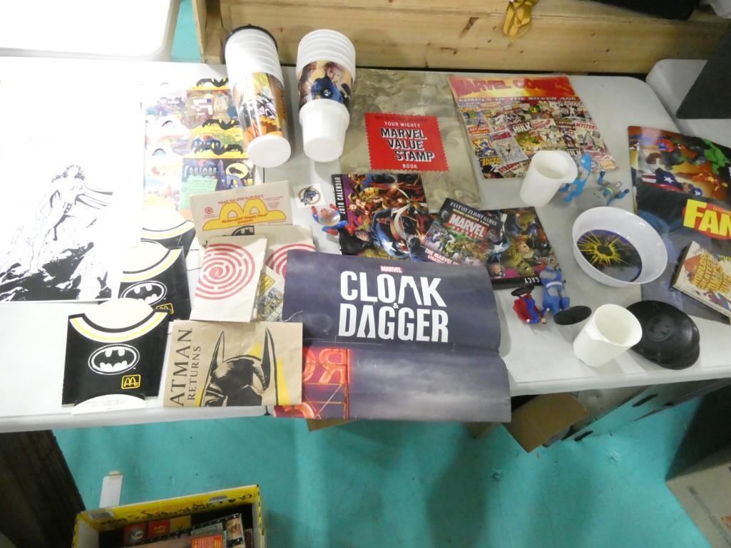 Large Lot of Superhero Promo Items, Cups, Ephemera, incl McDonalds, Burger King Batman, Marvel, Etc. (1 of 8)