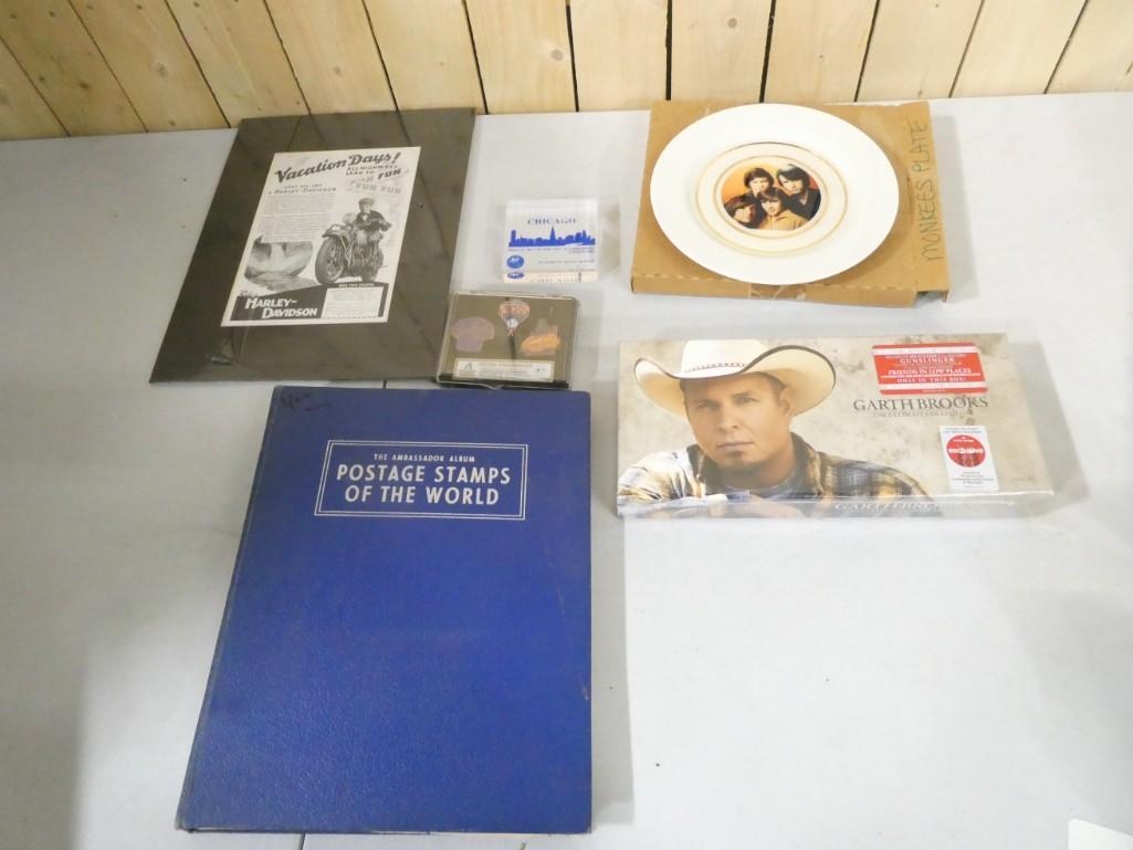 Misc Lot incl Garth Brooks Sealed 10 CD Box Set, Monkees Collectors Plate, Postage Stamp Book (1 of 7)