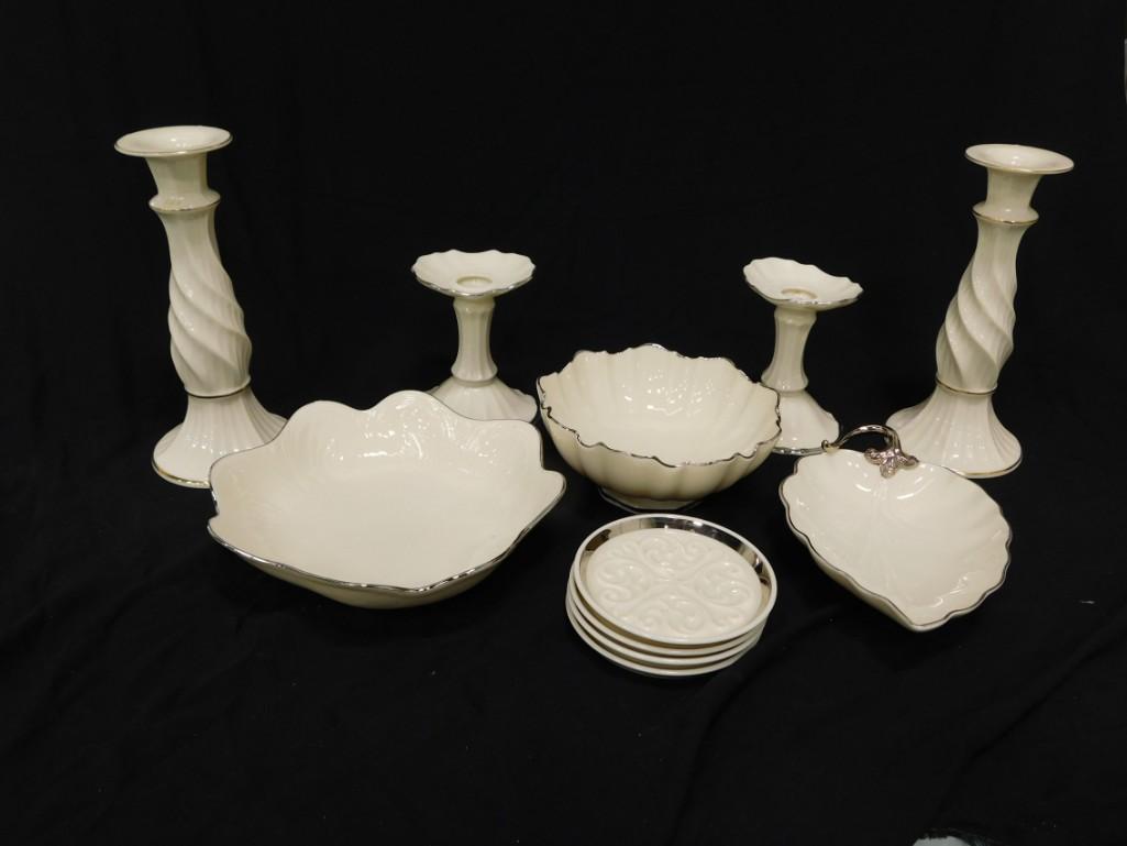 Lenox Porcelain Candlesticks, Bowls, Coasters (1 of 7)