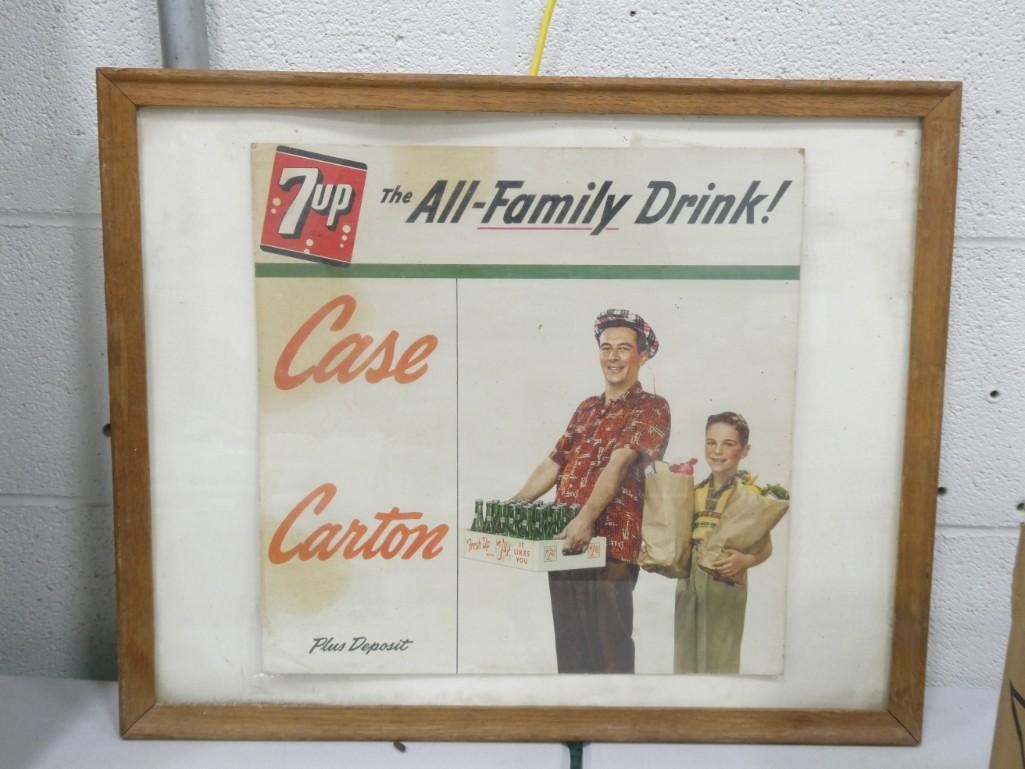 Vintage 7up Ad Framed "The All-Family Drink" 17"x22" (1 of 3)