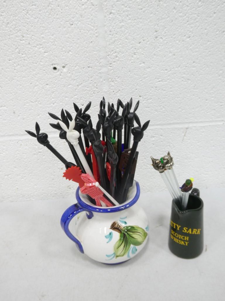 Swizzle Stick Collection incl Playboy Bunny, Dunes Casino, etc, Cutty Sark Small Pitcher, etc (1 of 9)