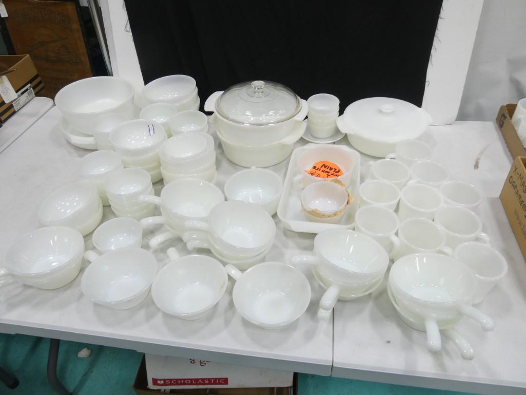 Huge Lot of White Fire King Dishes, Casseroles, Baking Dishes, Bowls, Mugs, Etc (1 of 10)