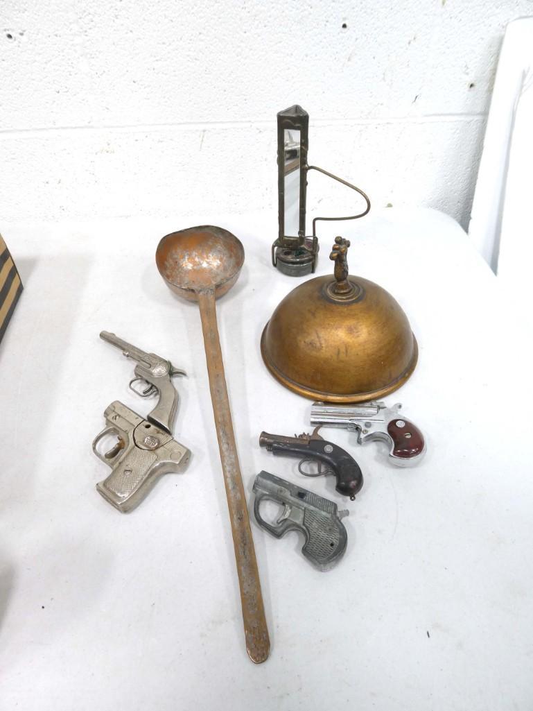 Misc. Lot including Vintage Cap Guns, Copper Ladle, Vintage Kaleidescope: Misc. Lot including Vintage Cap Guns, Copper Ladle, Vintage Kaleidoscope, etc.