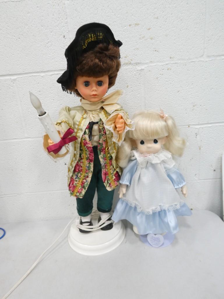 Precious Moments Doll Plus a Doll Lamp: Precious Moments Doll Plus a Doll Lamp . The doll lamp works but needs a new bulb