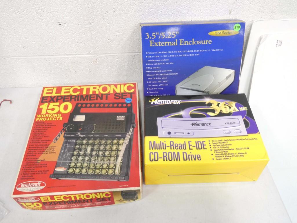 Electronics Lot incl Vintage Electronic Experiment Set by Skilcraft, Memorex Multi Read E-IDE CD-Rom (1 of 5)