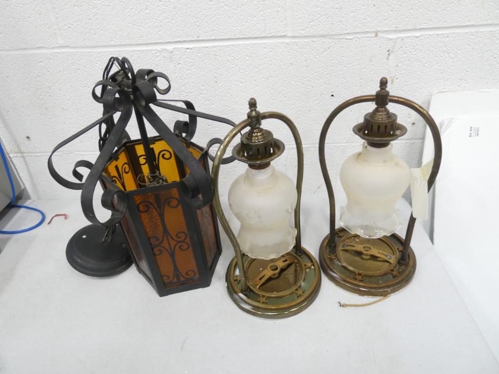 3 Vintage Light Fixtures: 3 Vintage Light Fixtures Condition: untested