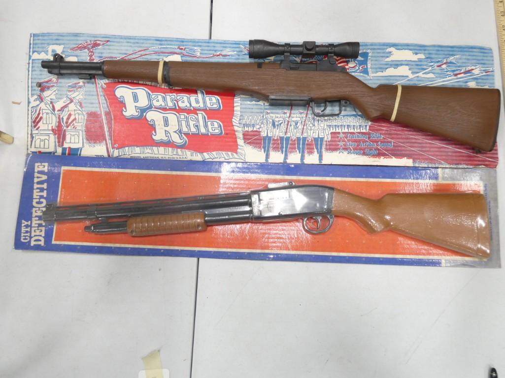 Pair of vintage Toy Guns including Parade Rifle, and City Detective: Pair of vintage Toy Guns including Parade Rifle, and City Detective - New Old Stock